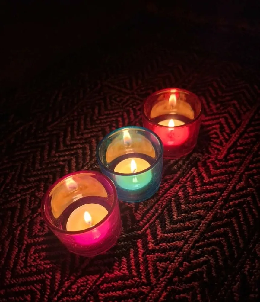 Colourful Glass Tealight Holders by MM BloomCraft