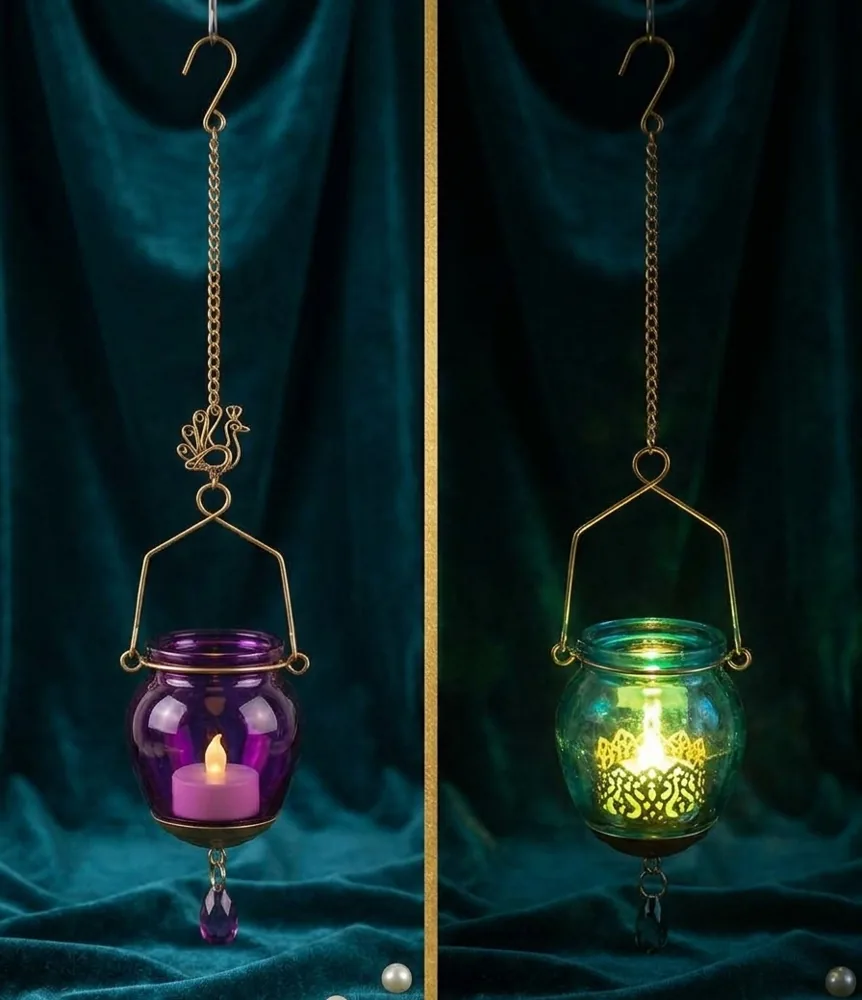 Hanging Glass Tealight Lantern by MM BloomCraft